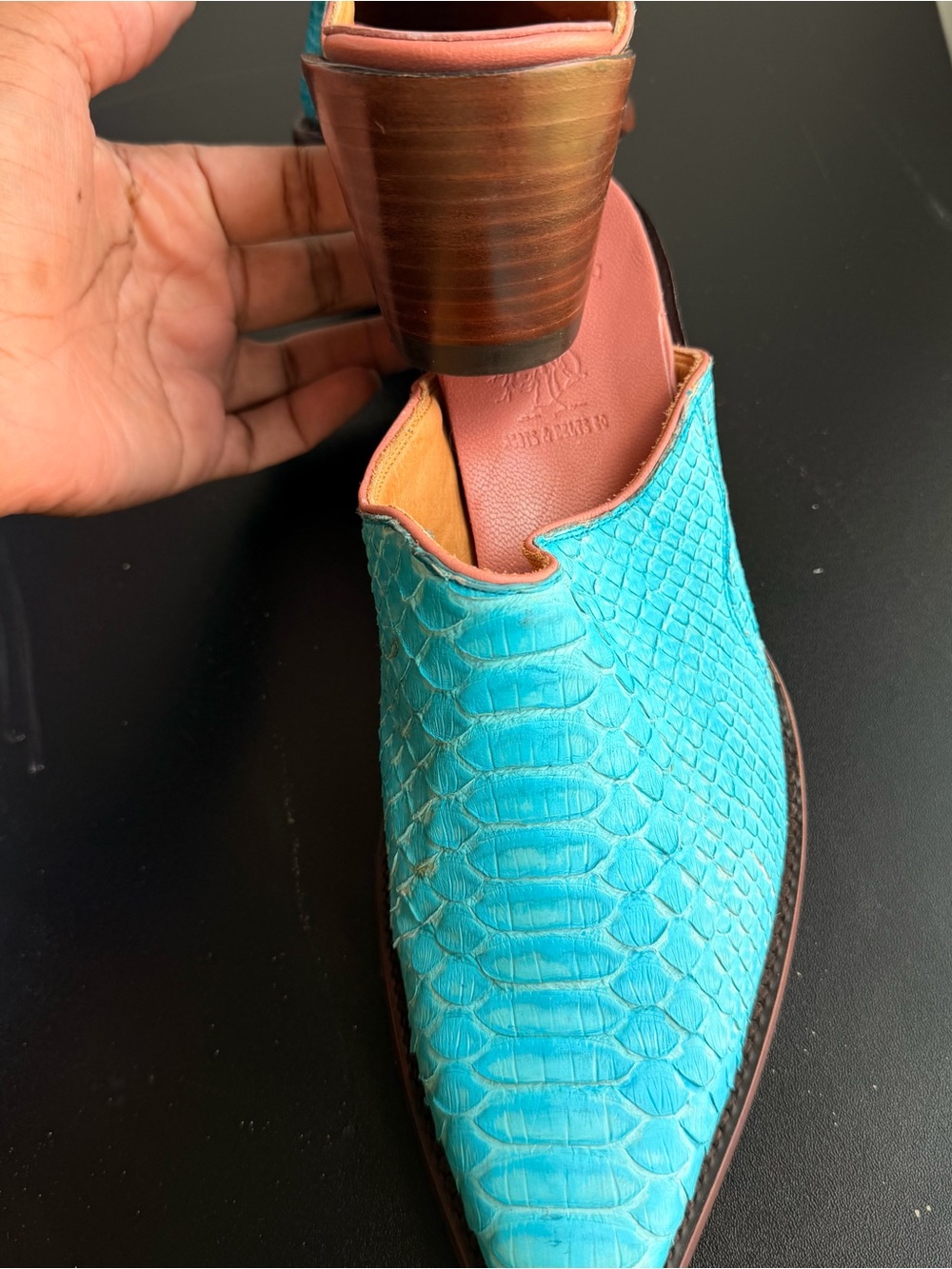 Old Gringo Turquoise Exotic Leather Mule Heels - Picture 7 of 8